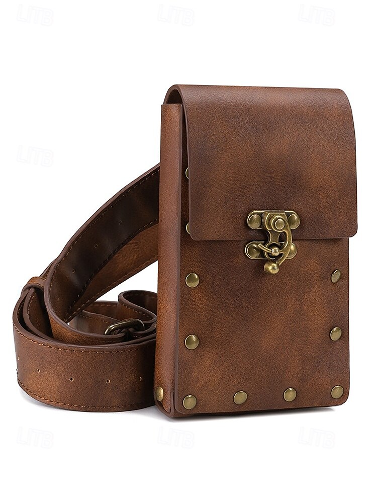 Bohemisk westernmidjeväska i konstläder för kvinnor med vintagespänne, retro nitdetaljer och handsfree-telefonhållare, lämplig för festivaler, resor och dagligt utomhusbruk 2025 - $19.99 –P5