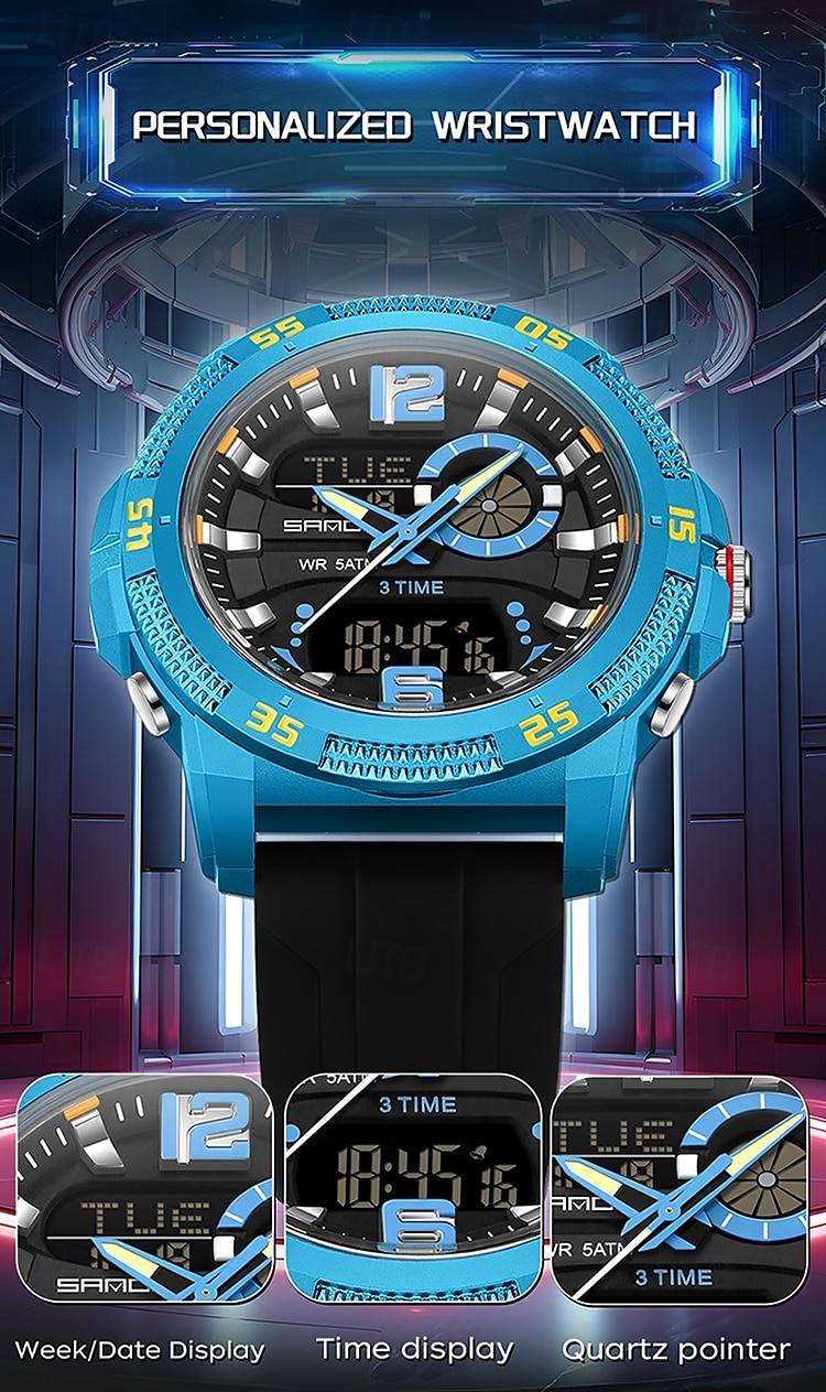 SANDA 3372 Dual Display Men's Watch Chronograph Alarm Clock Sport Multi functional Waterproof LED Electronic Watches 2025 - $26.99 –P2