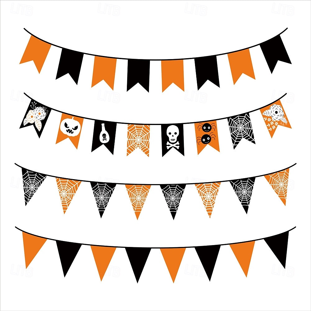 Banner de bandeirinhas de Halloween de 14x21/20x30 cm, decoração assustadora para festa de Halloween, banner de tecido durável com desenhos de fantasmas, abóboras e morcegos, decoração para pendurar em ambientes internos/externos para casa, escritório ou  de 2025 por $8.49 –P2