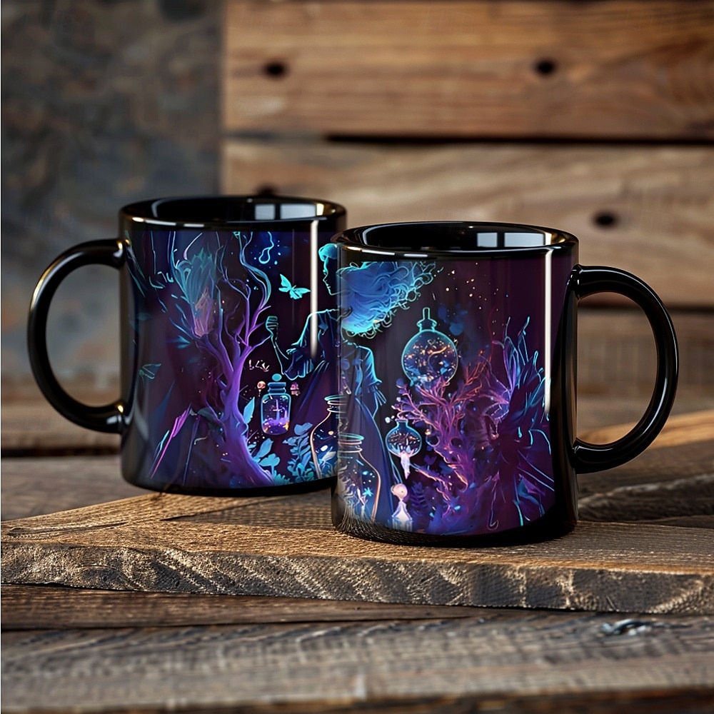Halloweenský dárkový hrnek, keramický hrnek na kávu s čarodějnickou tématikou 330 ml/12 oz, strašidelný halloweenský hrnek pro ženy, přátele, milovníky wiccanské inspirace, vánoční dekorace nebo dárek 2025 - $12.99 –P4