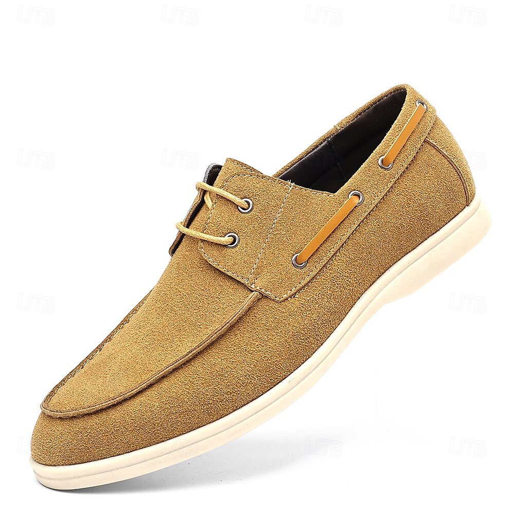 Men's Beige Faux Suede Boat Shoes with Lace-Up Design – Comfortable Casual Footwear for Weekend, Vacation & Daily Use 2025 - $34.99 –P3
