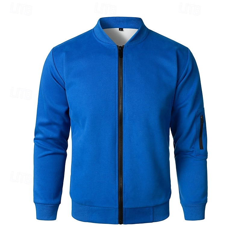 Herren Leichte Jacke Freizeitjacke Urlaub Täglich Tasche Frühling Herbst Einfach Mode Klassisch Stehkragen Regulär Schwarz Blau Grau Jacken 2026 - $36.99 –P14