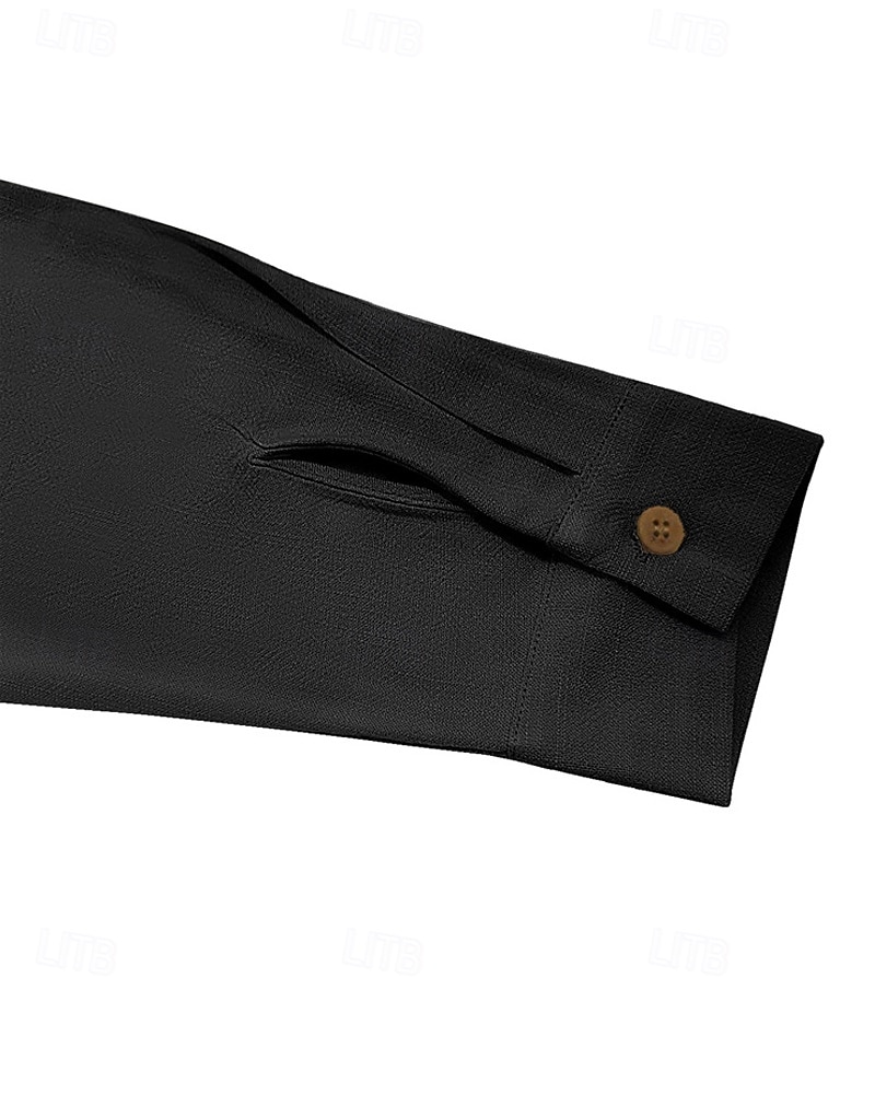Herren Hemd Leinenhemd Popover-Hemd Freizeithemd Baumwollhemd Einfach Urlaub Hawaiianisch Schwarz Weiß Braun Grün Langarm V Ausschnitt Frühling Herbst Bekleidung 2025 - $32.99 –P10