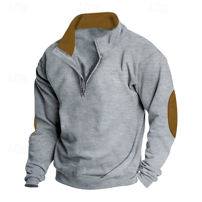 Men's Sweatshirt Quarter Zip Sweatshirt Black Wine Camel Light Grey Dark Gray Half Zip Color Block Sports & Outdoor Daily Holiday Polyester Streetwear Basic Casual Spring Autumn / Fall Clothing 2026 - $22.99 –P12
