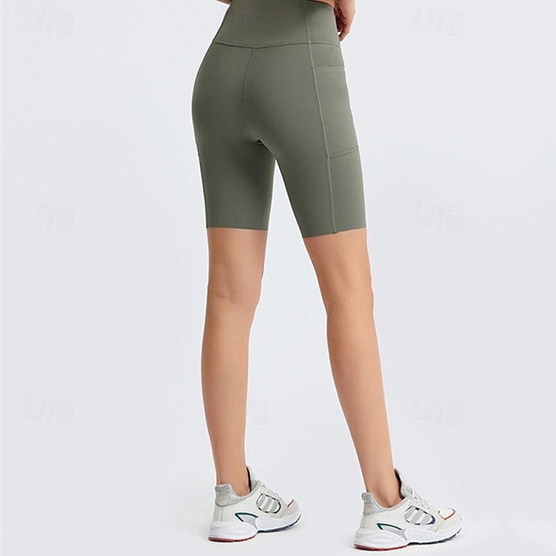 Dam Shorts Damasker Streetwear Ledigt Knelängd Hög midja Slät Elastisk midja Mateial som andas Elastisk Semester Gata Dagliga kläder Svart Blå Grön Ljusgrå Sommar Normal 2025 - $20.99 –P3