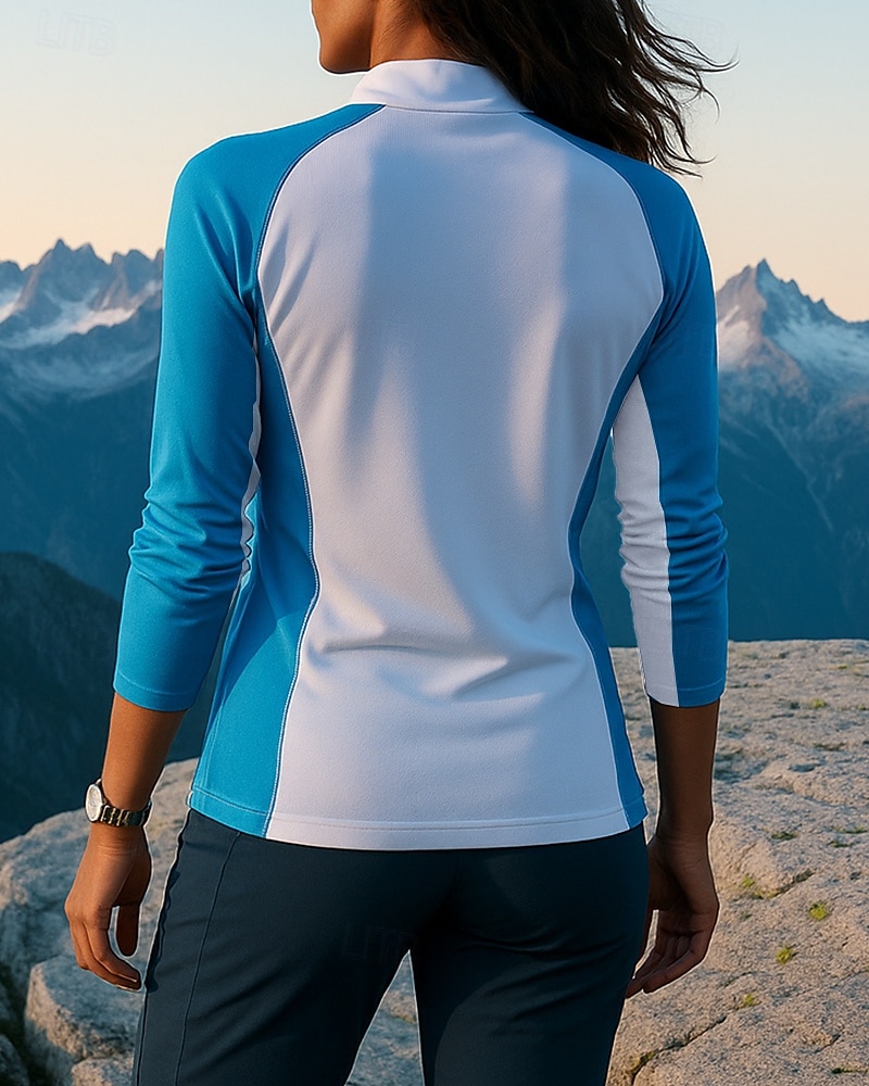 Dames Polo-sweatshirt Wandelshirt Wandeltop Lange mouw Opstaand Kleding Bovenlichaam Buiten Ademend Sneldrogend Lichtgewicht Kwartrits Polyester Lapwerk Wit Tennis Golf Hardlopen 2025 - $31.99 –P2