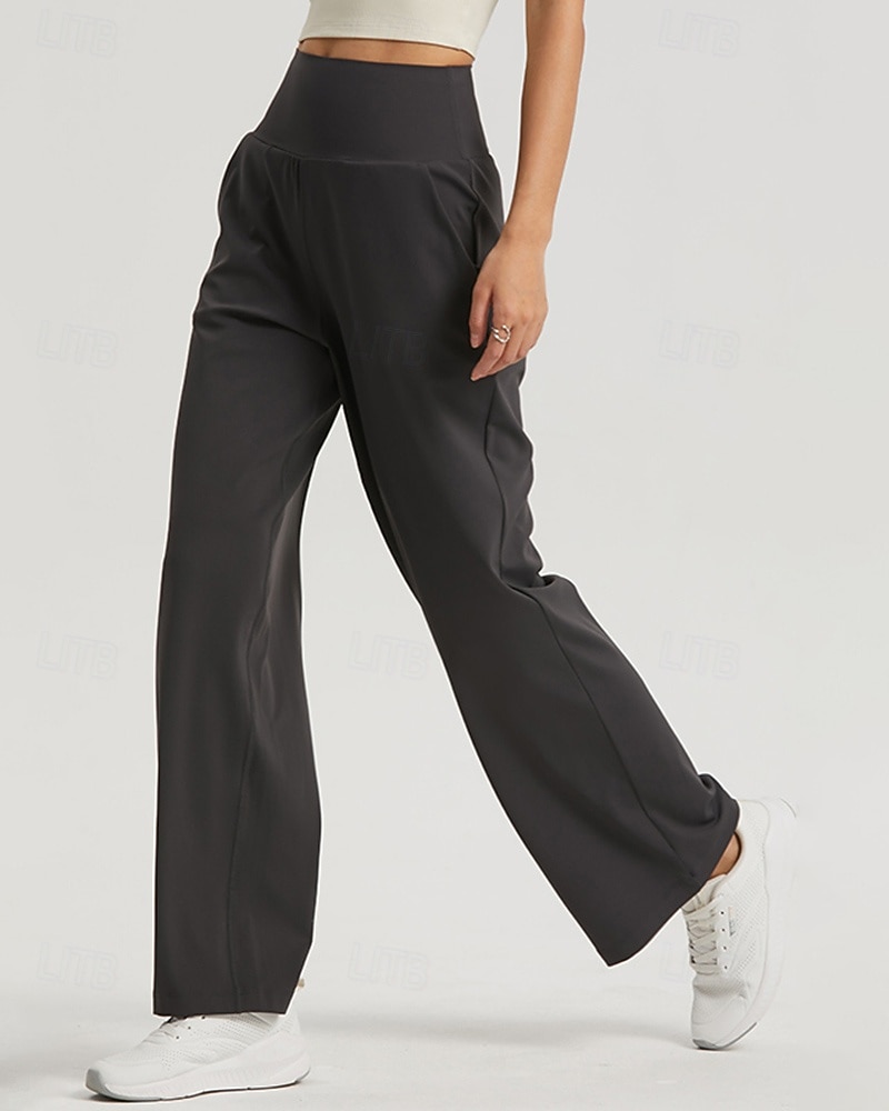 Damen Fitnesshose Pilates-Hosen Yogahose Mit Taschen Leicht Hohe Taille Fitnessstudio Pilates Zumba Unterteile Einfarbig Schwarz Weiß Dunkelmarine Herbst Sport Sportkleidung Mikroelastisch Lässiger 2025 - $35.99 –P12