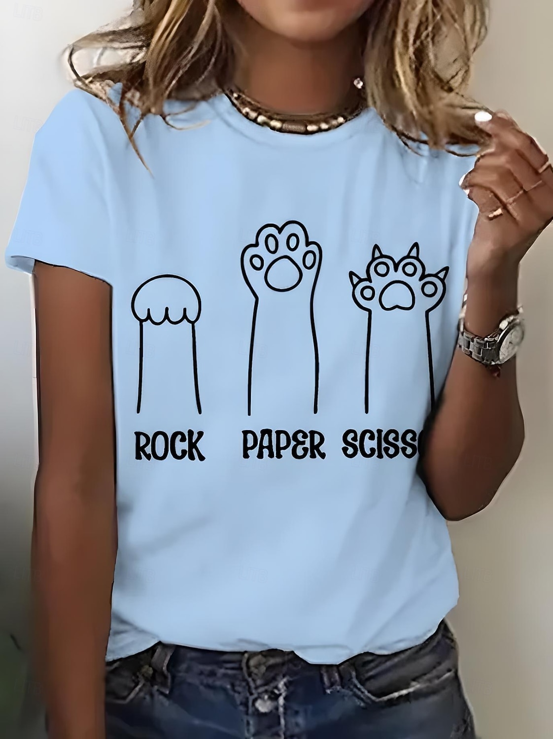 Per donna Maglietta Stampato Grafico Animale Gatto Vintage Elegante Classico Manica Corta Girocollo Top Regolari Quotidiano Weekend Blu Nero Bianco Rosa Viola Estate Primavera del 2026 a $22.99 –P7