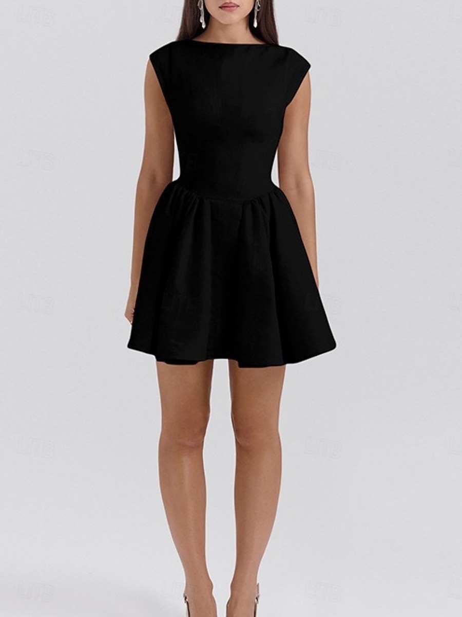 Damen Minikleid Figurbetontes Kleid Elegant Party Cocktail Hochzeit Outdoor Party Normale Passform Einfarbig Ärmellos Rundhalsausschnitt Schwarz Weiß Wein Sommer 2025 - $26.99 –P7