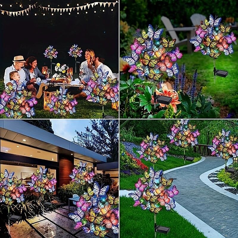 2 Pcs Solar Butterfly Tree Lights Outdoor Waterproof Pathway Lights for Wedding Party Villa Walkway Garden Lawn Camping Party Landscape Decoration 2025 - $26.99 –P6