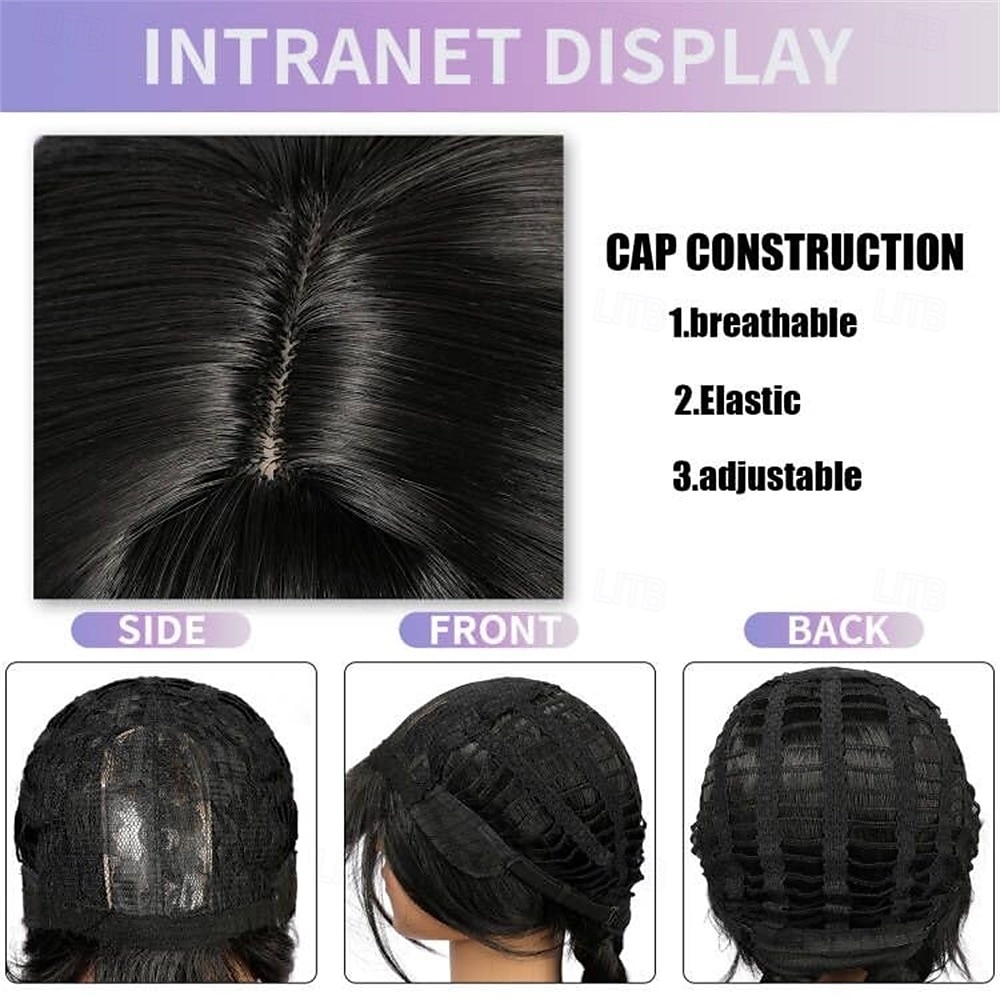 Long Braid Wig With Bangs Black Braided Wig Girls Halloween costume Wigs For Kids 2025 - $25.99 –P7