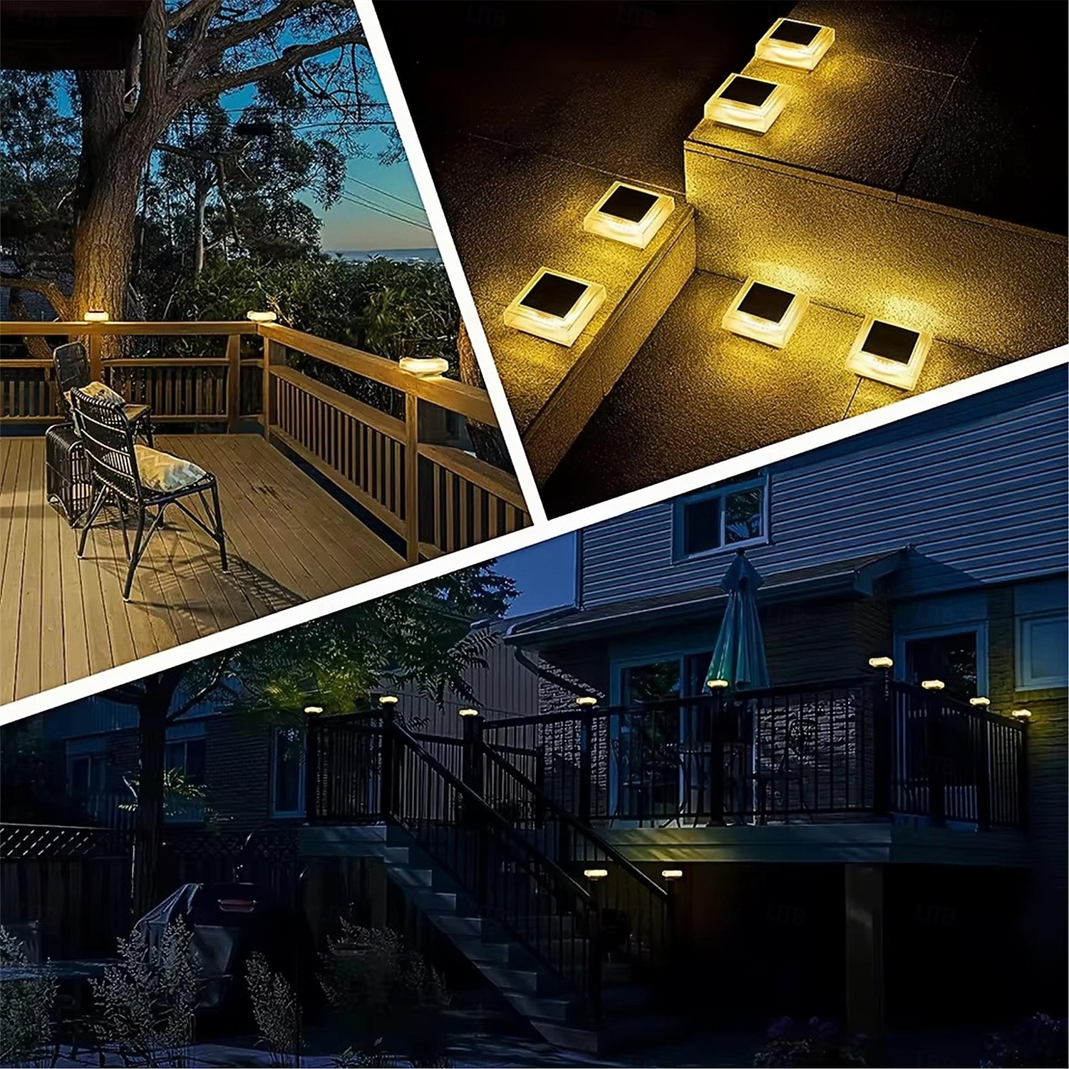 30led poste de luz solar transparente à prova d'água abajur luz quente quadrado para áreas externas adequado para jardim pátio cerca escadas 1 peça de 2026 por $23.99 –P4