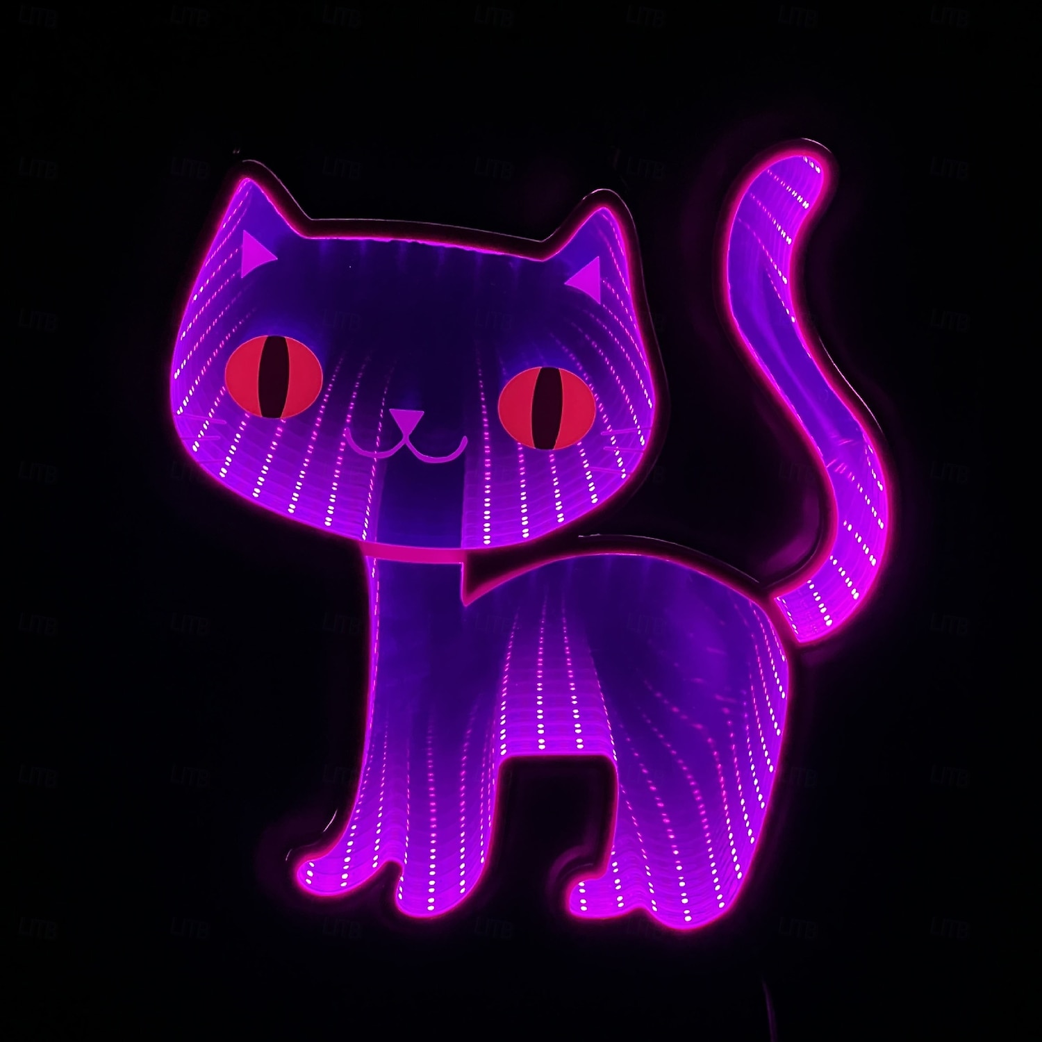 Halloween Infinity Lights Black Cat Light Ghost Light 3D Infinite Mirror Light Tunnel Light Abyss Neon Light Festival Party Decoration Light Us Plug 2025 - $39.99 –P3