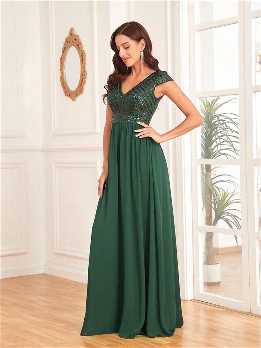 Vestidos Quinceanera A-Line Vestido Elegante Formal Comprimento de Chão Sem Mangas Decote V Chiffon Costas em V com Pregas de 2025 por $99.99 –P15