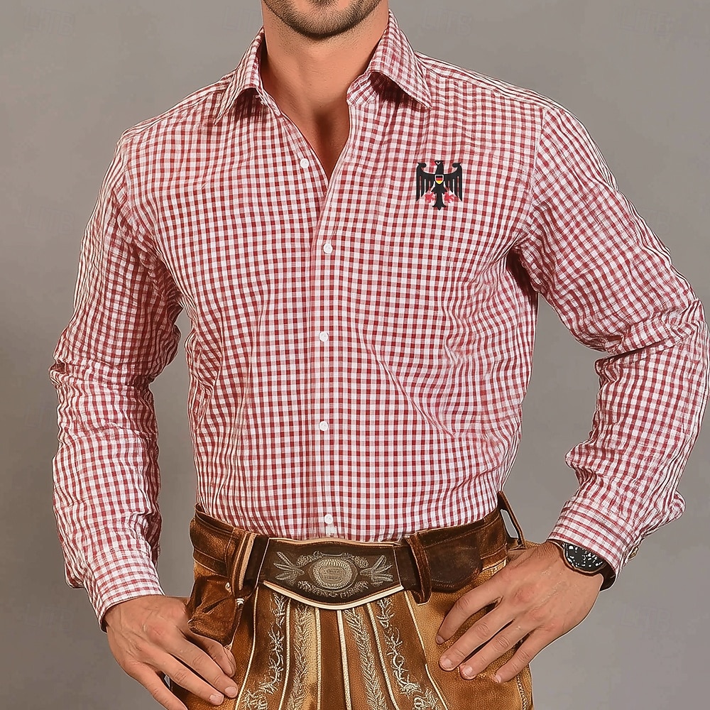 Per uomo A quadri Tradizionale Oktoberfest Camicia Camicia con Bottoni Camicie Trachten Manica Lunga Casual Abbigliamento Quotidiano Ferie Estate Primavera Collo ripiegato Stampa 3D Camicia tipo lino del 2025 a $25.99 –P1