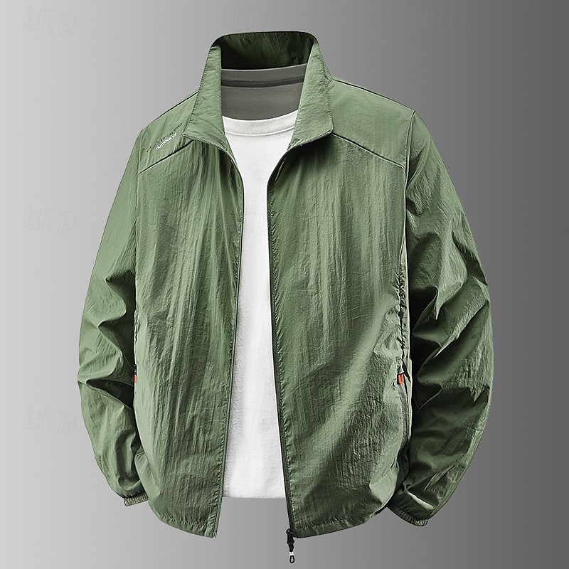 Hombre Chaqueta ligera Exterior Casual Portátil Protección solar UV Bolsillo Verano Primavera Otoño Color sólido Activo Vintage Cuello Vuelto Regular Gris oscuro Blanco Azul Marino Gris Ligero Verde 2026 - $18.49 –P6
