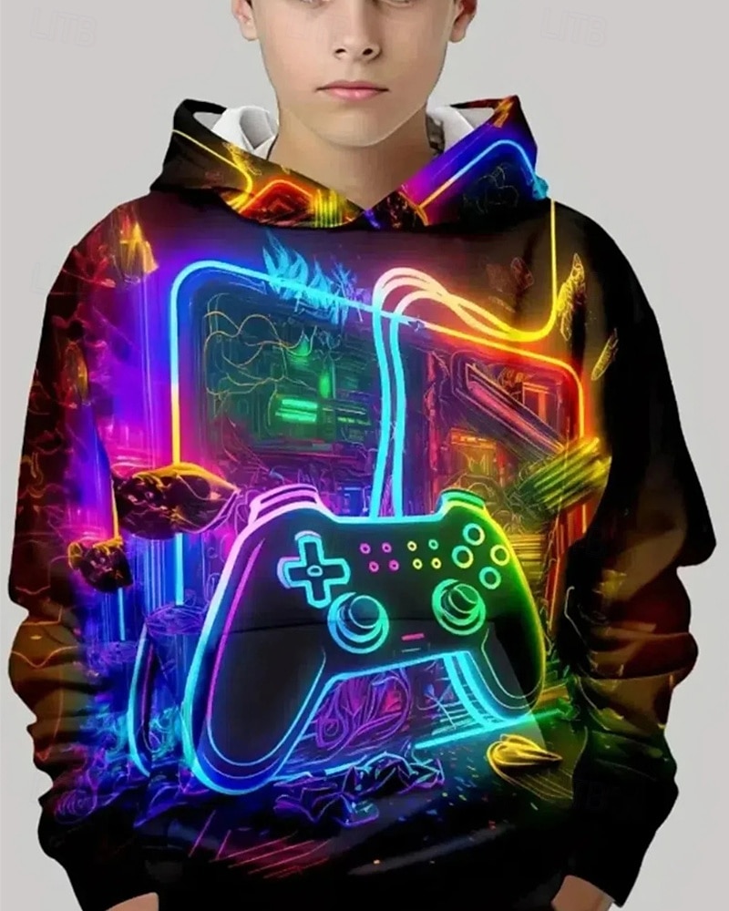Pojkar 3D Spel Huvtröja Långärmad Vår Höst Mode Streetwear Barn 4-12 år Huva Utomhus Ledigt Dagligen Normal 2025 - $18.99 –P1