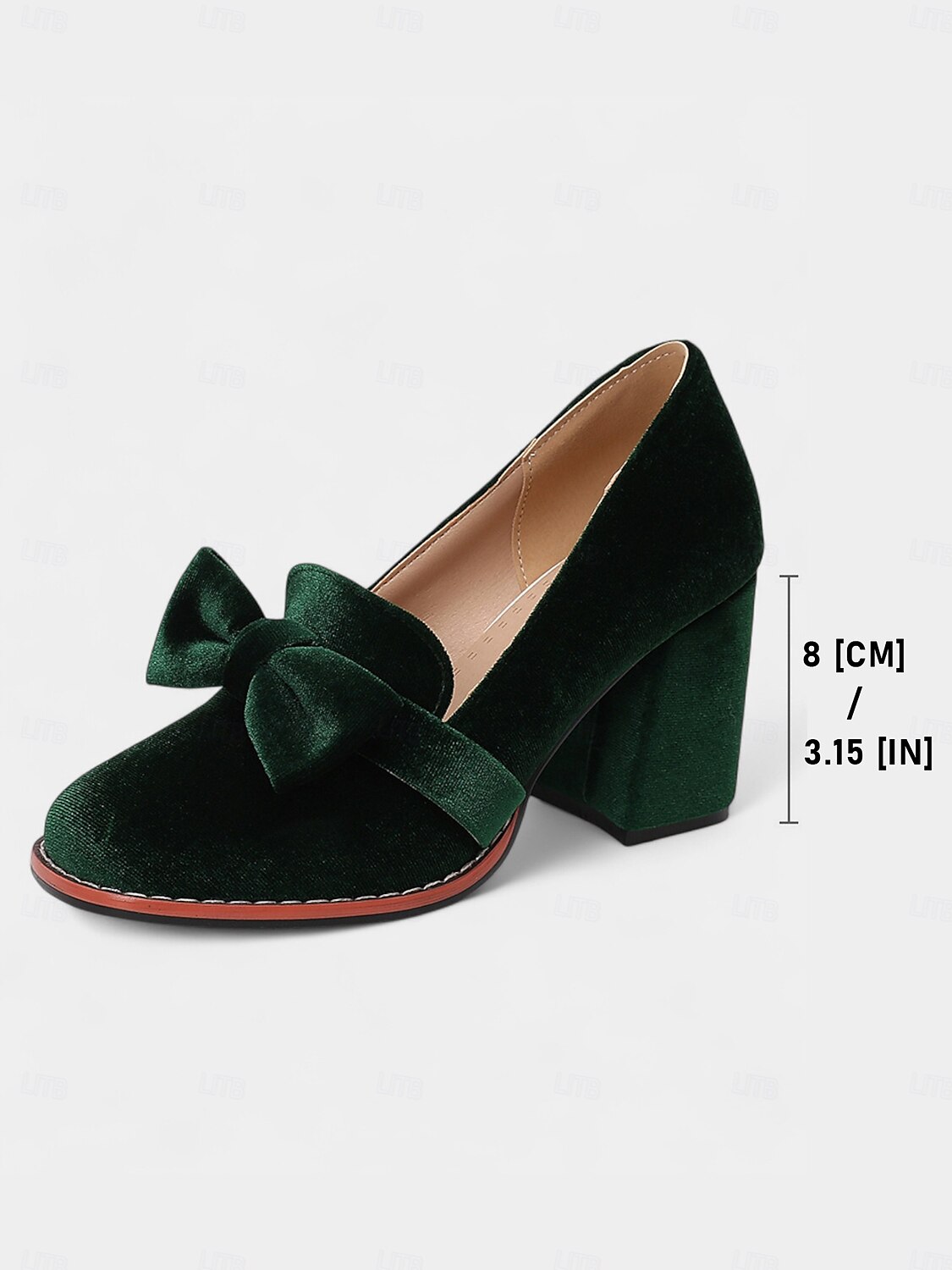 női vintage 1950-es évekbeli zöld bársony mokaszin vastag sarokkal és masnival – elegáns retró magassarkú partikra, irodába és hivatalos alkalmakra 2025 - $46.99 –P9