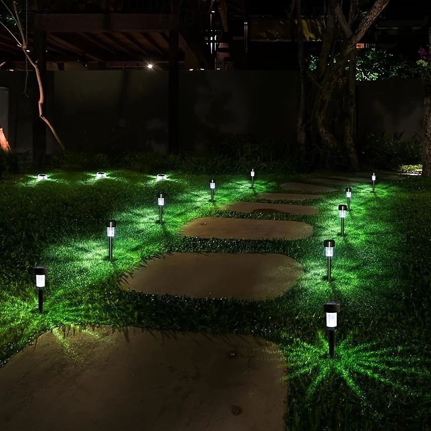 10/20 peças de luzes solares LED para áreas externas, luzes de aço inoxidável com interruptor automático de mudança de cor, adequadas para jardim, entrada de garagem, gramado, natal, dia das bruxas, de 2025 por $20.99 –P6