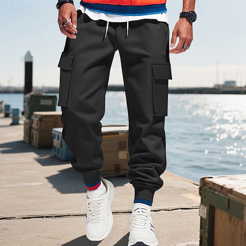 Per uomo Pantaloni Cargo Joggers Pantaloni Pantaloni da Tuta Cargo Elastico in vita Coulisse Multi-tasche Semplice Indossabile All'aperto Quotidiano Campeggio & Escursionismo Moda Classico Nero Rosso del 2025 a $20.99 –P12