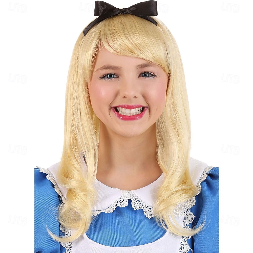 Alice im Wunderland Perücke für Mädchen lange glatte blonde Perücken für Kinder Filmcharakter Cosplay Haarperücken Halloween Perücken 2026 - $25.99 –P1