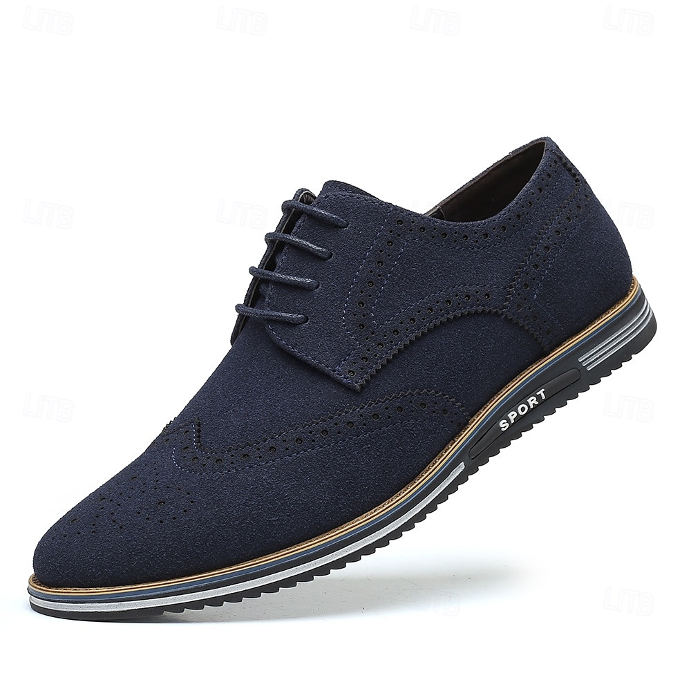 Zapatos oxford de piel sintética marrón caramelo para hombre con detalles brogue: zapatos elegantes e informales con cordones para el trabajo, citas y uso diario. 2025 - $42.99 –P2