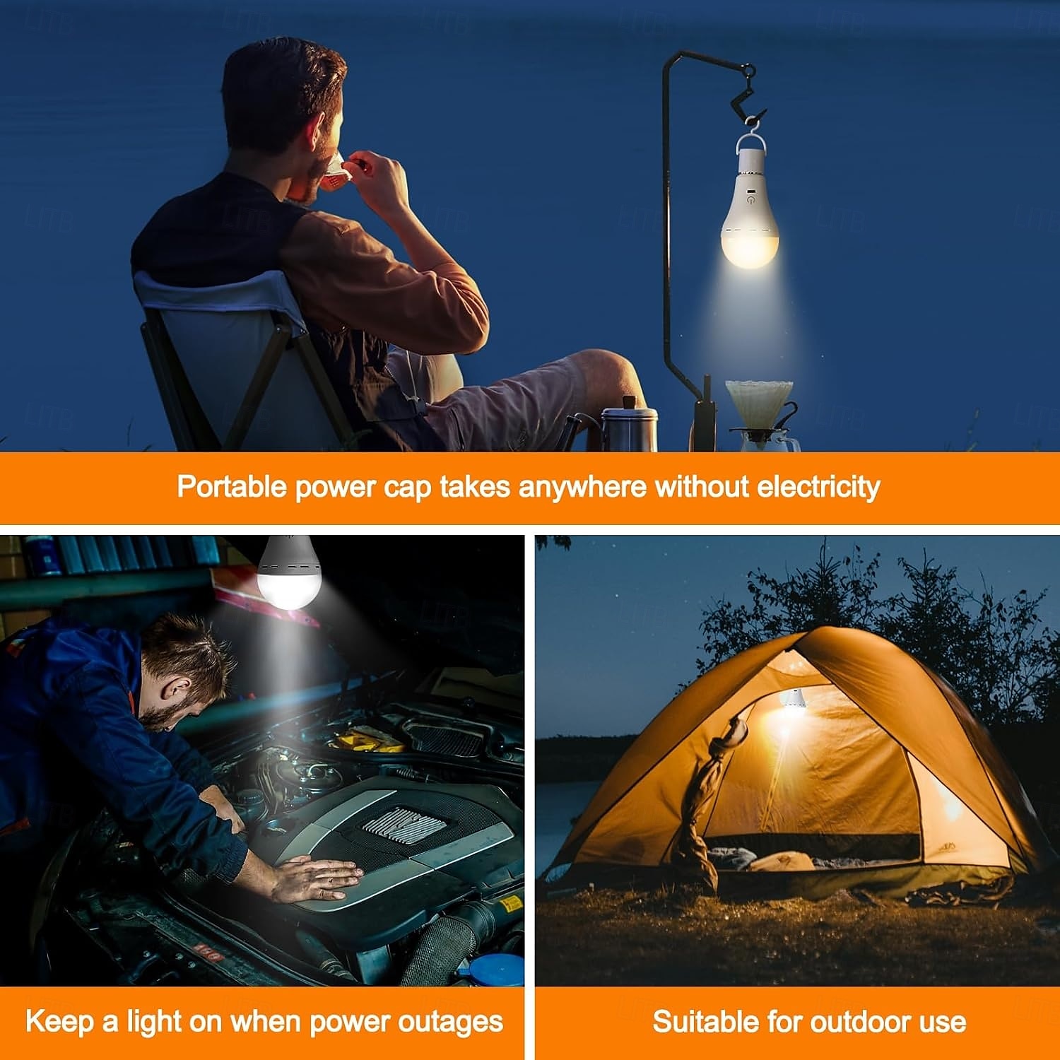 LED Lamp Dimmable Multicolour RGB Light Bulb 2000 mah Rechargeable Bulb A65 Light Smart Remote Control Home Decor Outdoor Activities and Camping 2025 - $16.99 –P2