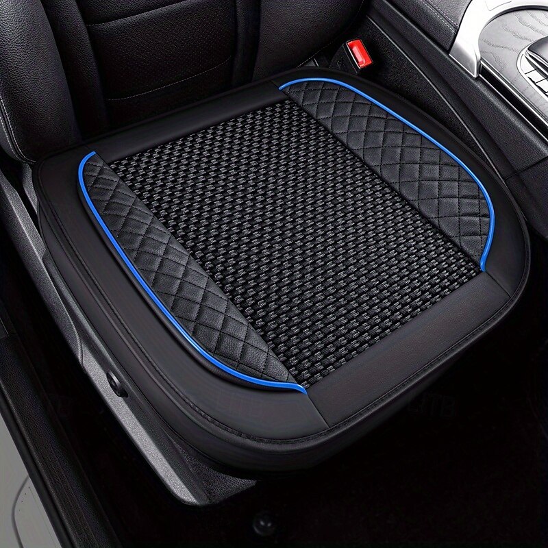 capa de assento de carro de luxo - almofada de seda preta acolchoada com padrão de diamante respirável &design antiderrapante para conforto no verão, acessórios automotivos duráveis, capas de assento de 2025 por $31.99 –P3