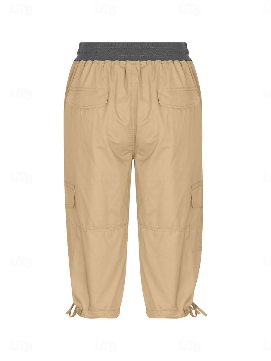 Dam Militärbyxor Semester Mode Streetwear Vadlängd Hög midja Slät Ficka Bekväm Mjuk Microelastisk Utomhus Gata Gul-Brun Svart Vit Orange Sommar Normal 2025 - $29.99 –P14