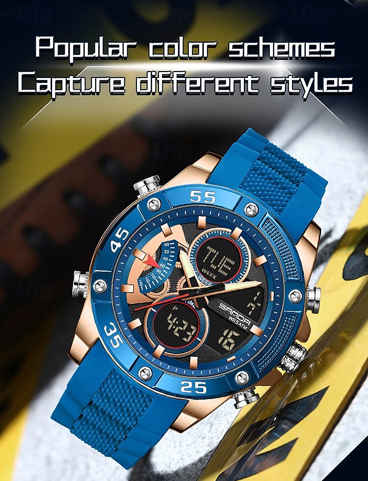 Sanda 5104 luxe elektronisch studentenhorloge, multifunctioneel, waterdicht, sporthorloge, staptijd, mode elektronisch studentenhorloge 2025 - $35.99 –P13