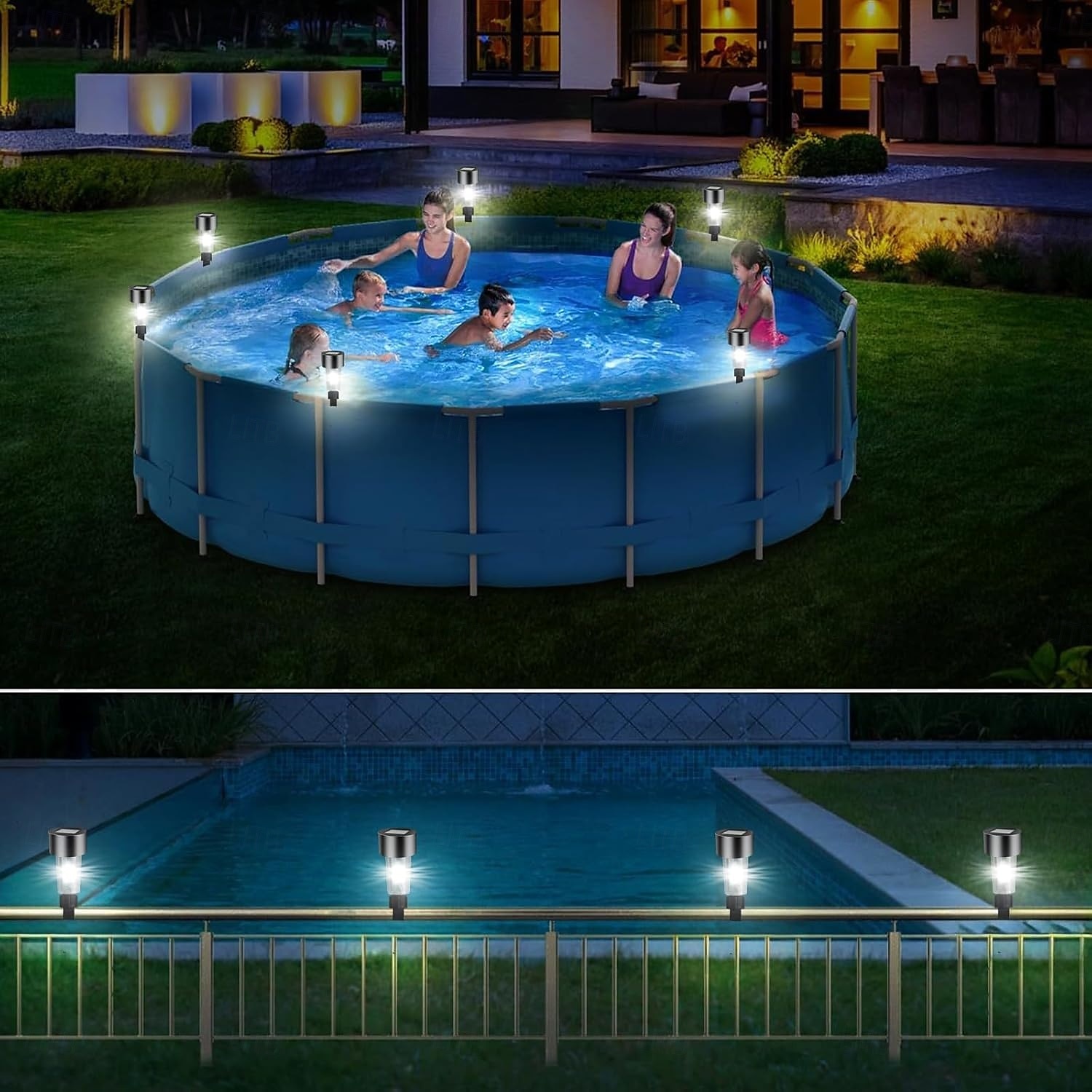 10 peças de luzes solares para piscina rgb que mudam de cor, luzes solares para cerca, luzes noturnas para piscina, para festas de verão, piscina, jardim, iluminação e decoração de 2026 por $22.99 –P7