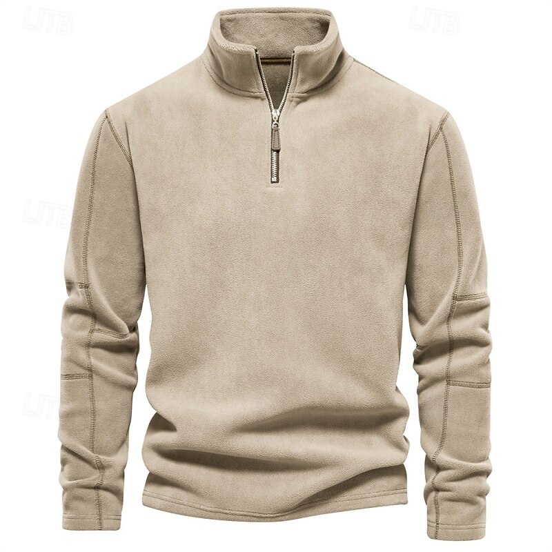 Per uomo Felpa con zip Felpa con cappuccio in pile Khaki chiaro. Nero Bianco Blu marino Marrone Colletto Mao Semplice Con zip Zip a un quarto Sport & Outdoor Casuale Quotidiano Streetwear Cool del 2025 a $37.99 –P4