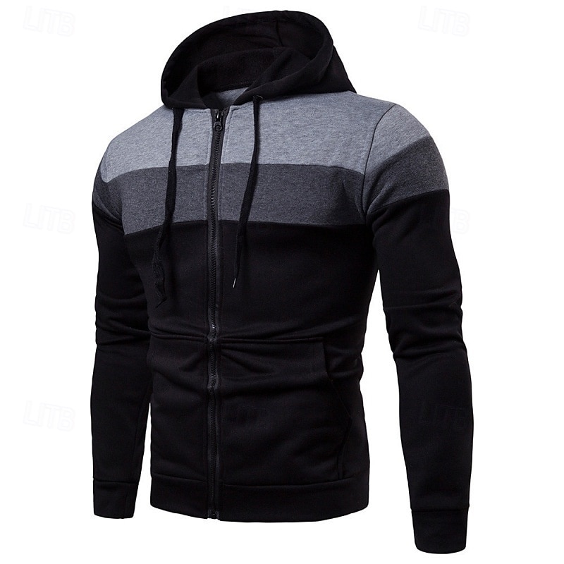 Pánské Kapuce Mikina s kapucí na zip Černá Žlutá Rubínově červená Vodní modrá Tmavě šedá Kapuce Barevné bloky Slátanina Sporty a outdoor Denní Dovolená Polyester Šik ven Základní Na běžné nošení Jaro 2026 - $24.99 –P3