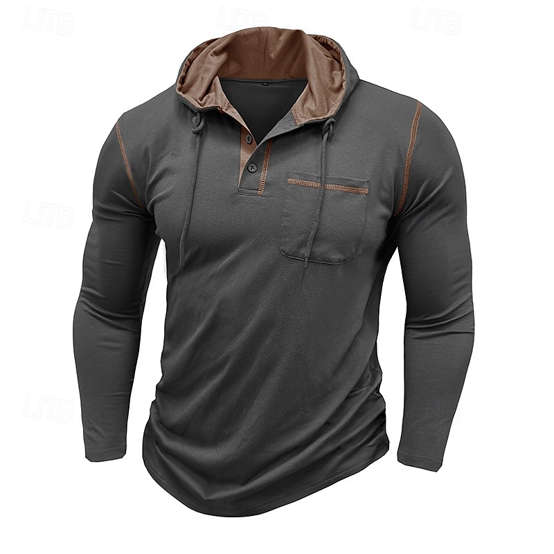 Men's Tee Top Long Sleeve Shirt Long Sleeve Hooded Summer All Seasons Solid Color Daily Casual Street Style Hooded Outdoor Street Causal Light Blue White Black Top Tee for Men 2025 - $22.99 –P7