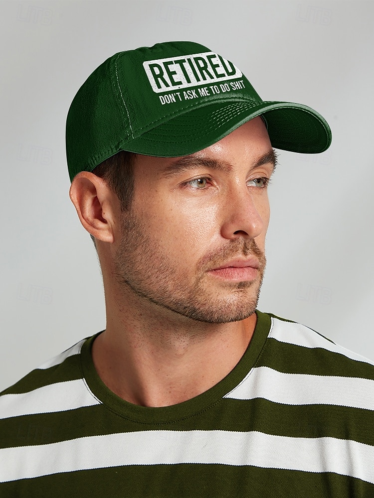 Lustige schwarze Baseballkappe für Herren mit „Retired“-Aufdruck – verstellbare Baumwollmütze für Rentner, lässige Outdoor-Kleidung und Scherzgeschenke 2025 - $14.99 –P1