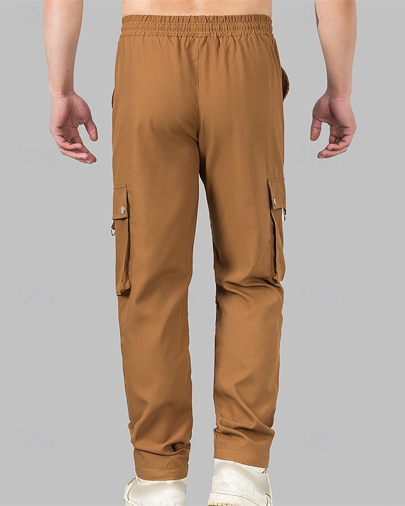 Men's Cargo Pants Trousers Drawstring Elastic Waist Multi Pocket Plain Wearable Outdoor Daily Camping & Hiking Fashion Classic Black Brown 2025 - $20.99 –P14