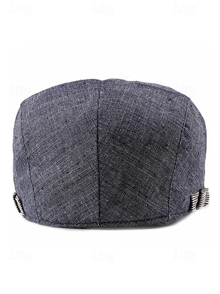 Verstellbare Schiebermütze aus Leinen für Herren, leichte, atmungsaktive Zeitungsjungenmütze mit Streifendetail, Vintage-Ivy-Cap-Stil für Freizeitausflüge und den Alltag 2025 - $14.99 –P5