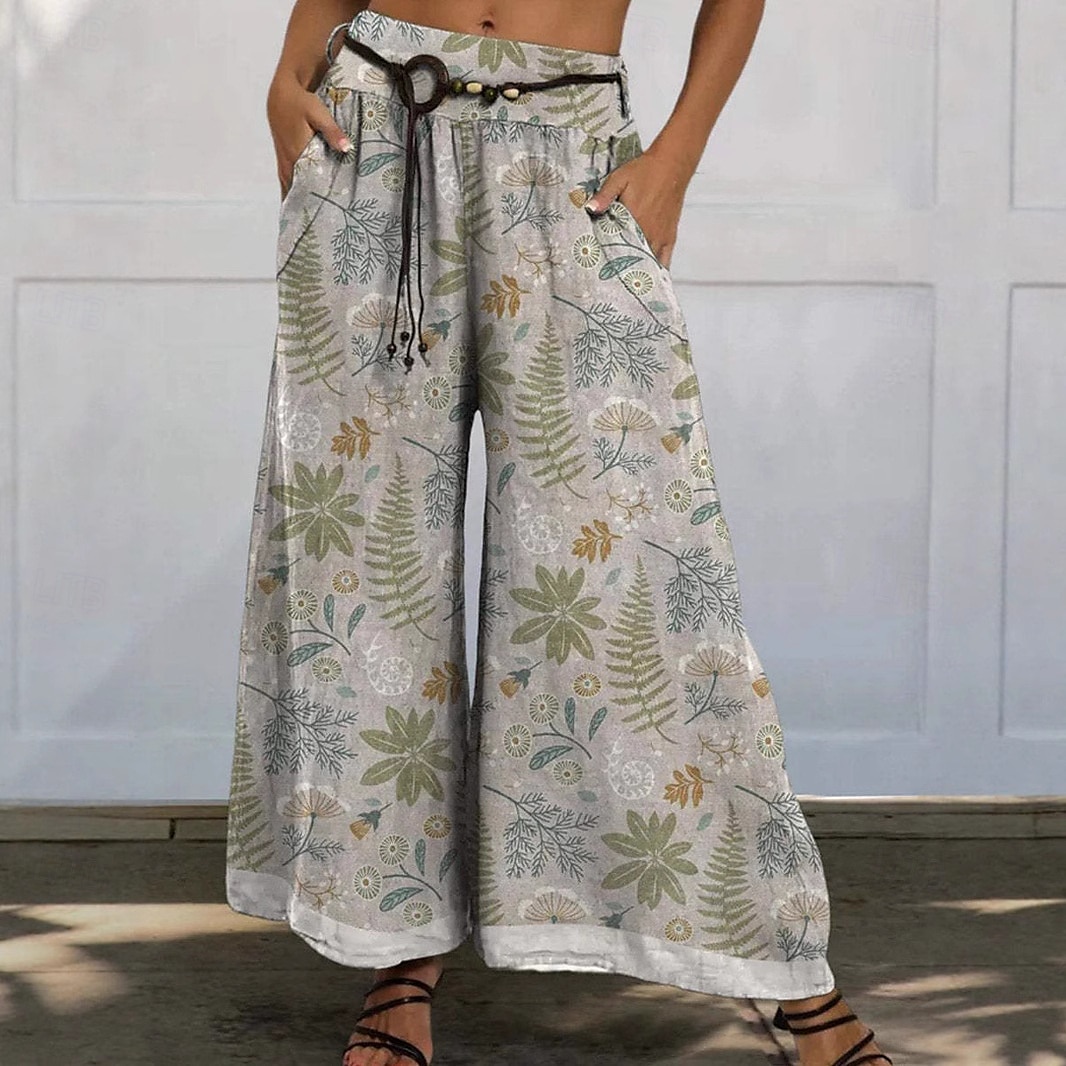 Femmes Culottes Jambe Large Slacks Évasé Vacances ancien Style Ethnique Longueur complète Taille Moyenne Fleuri Graphique Micro-Élastique Extérieur Vacances Maison Multicouleur Été Printemps Automne de 2025 ? $37.99 –P1