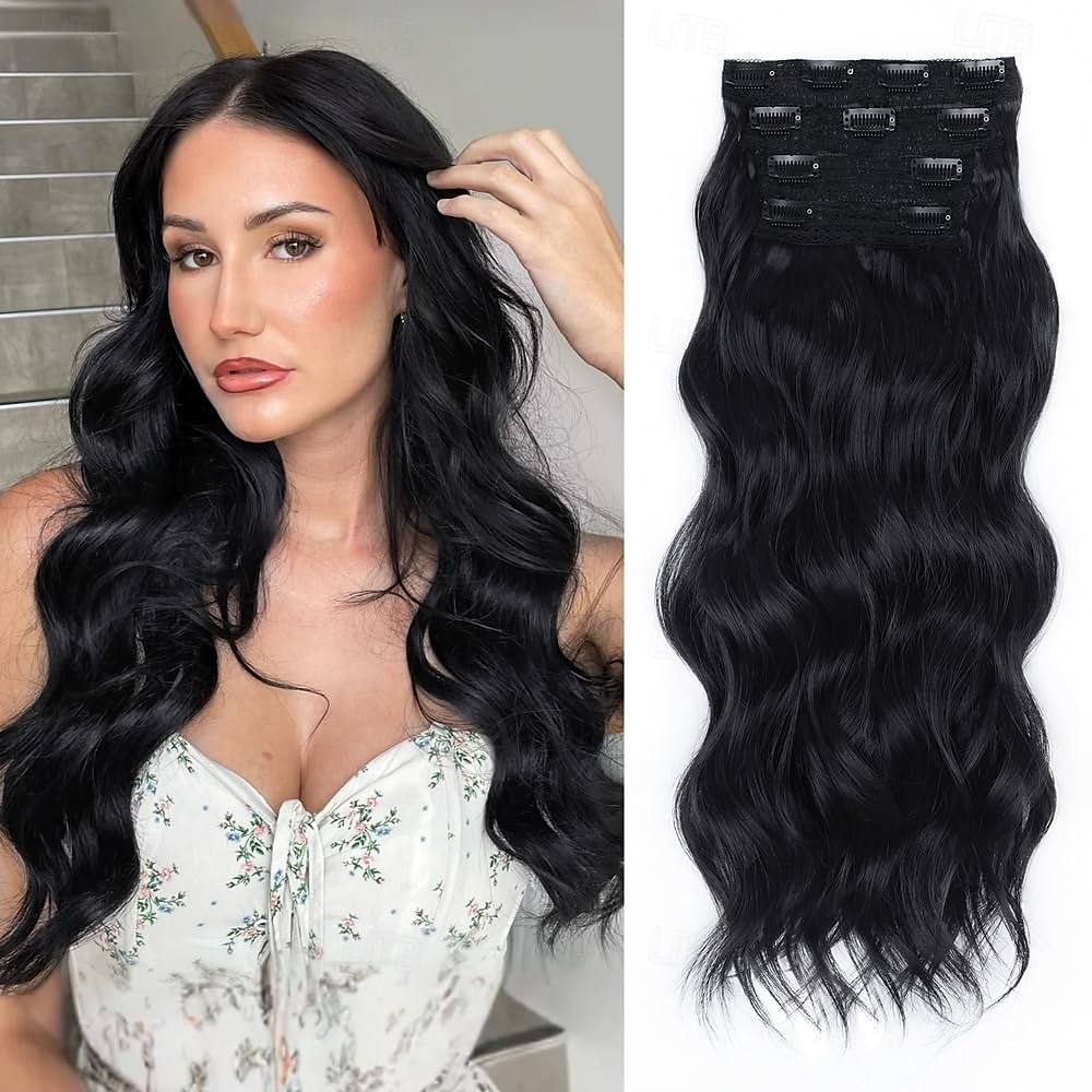 Extension per capelli, 4 pezzi, extension con clip, 20 pollici, biondo spiaggia, lunghe, ondulate, naturali, morbide, sintetiche, per donna del 2025 a $26.99 –P5