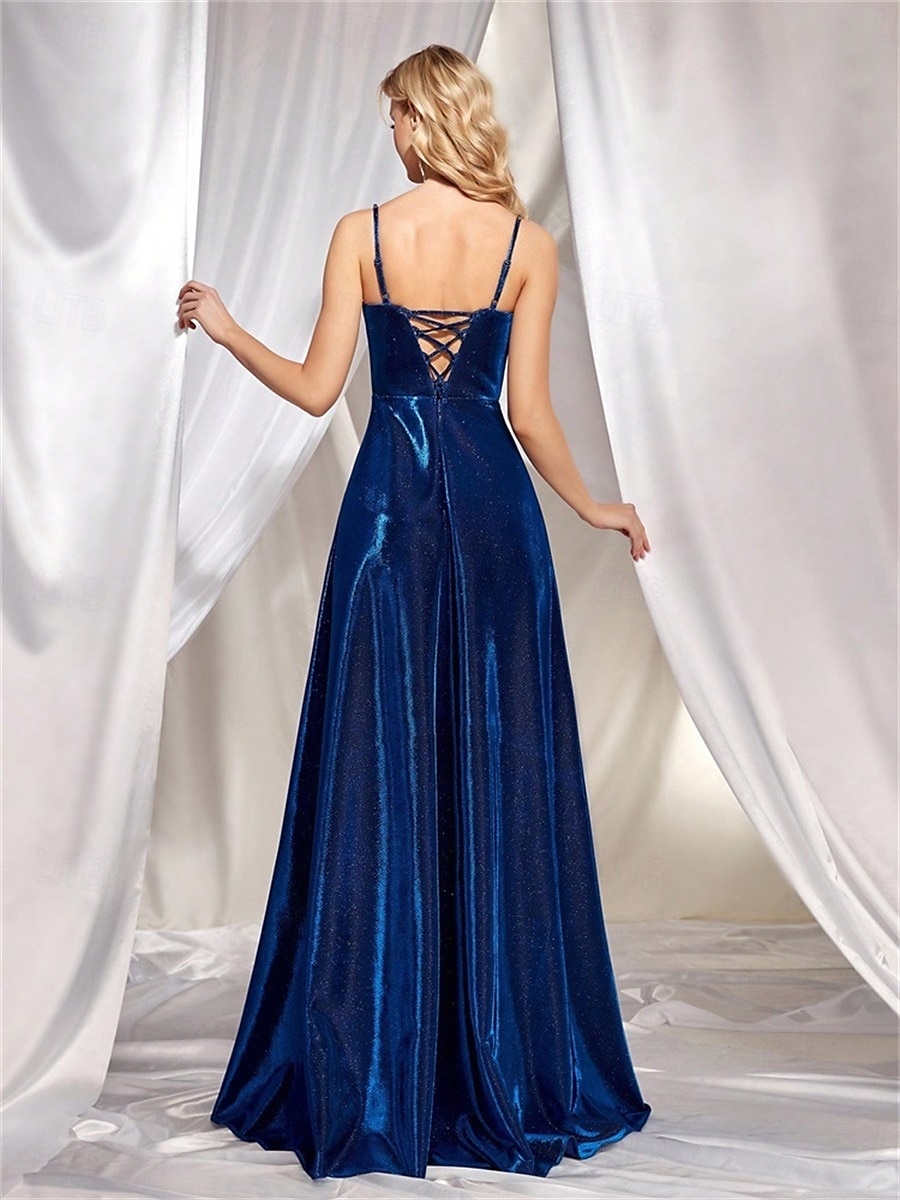 Abiti A-Line Quinceanera Elegante Abito Formale Matrimonio Lunghezza Rasa Pavimento Senza Maniche Spaghetti Strap Seta Con Pieghe del 2025 a $119.99 –P7