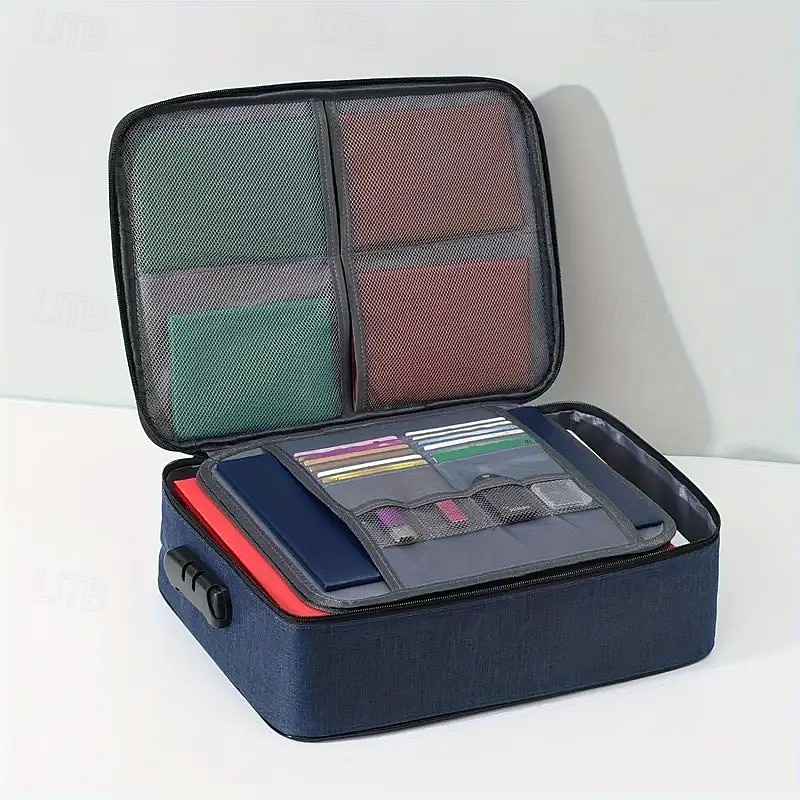 Scatola portadocumenti e portacertificati portatile per laptop, 1 pezzo di borsa portaoggetti dal design unico con lucchetto a combinazione, organizer per file di grande capacità a 3 strati, leggero, del 2025 a $17.99 –P6