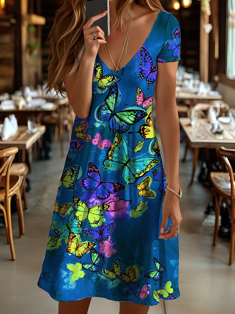 Per donna Mini Abito Vestito T-Shirt Abito a trapezio Abito Estivo Vacanza Casual Ferie Vestibilità regolare Floreale Grafico Animale Manica Corta Girocollo Giallo Rosso Blu Viola Estate Primavera del 2025 a $23.99 –P3