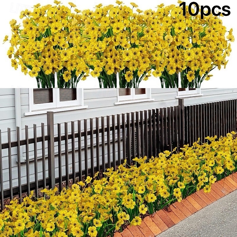 10 db UV-álló műorchidea csokor, műanyag művirág kültéri kertbe, verandára, ablakba és otthoni dekorációhoz, tökéletes húsvétra, Oktoberfestre, halottak napjára, diwalira, emléknapra és szezonális 2025 - $23.99 –P12