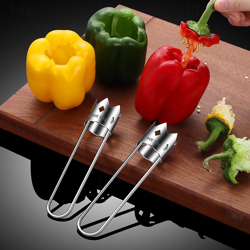 Fruit and Vegetable Corer Tool, Stainless Steel Fruite, Apple Core Remover with Ergonomic Handle, Red Bell Pepper Corer Tool for Vegetables Fruit Kitchen Gadget 2025 - $11.99 –P5