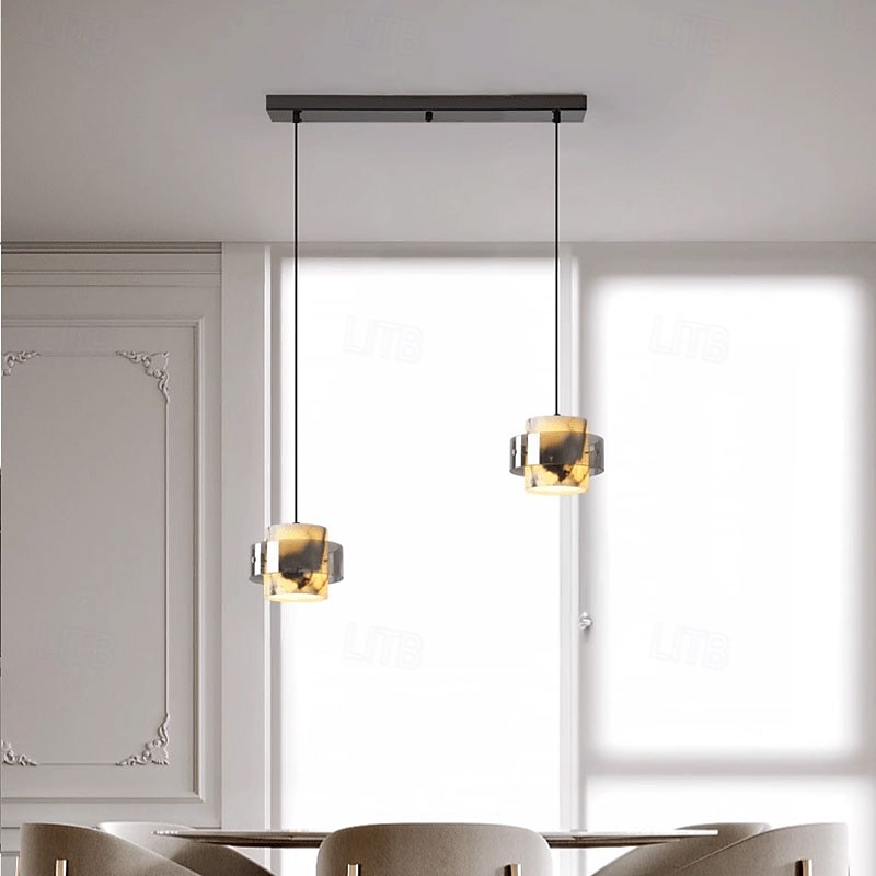 Contemporary Scandinavian Cylinder Marble Glass 1/2/3 - Light Chandelier For Dining Room 2025 - $229.99 –P6