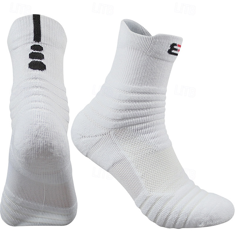 1 par de calcetines de senderismo para hombre, deportivos, transpirables, antiampollas, que absorben el sudor, acolchados, para exteriores, de un cuarto de tripulación, con parches de poliéster, negros, blancos y grises para correr 2025 - $7.49 –P5