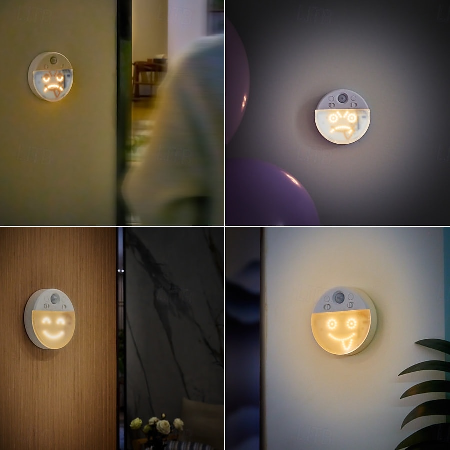 1 pz. Luci con sensore, ricaricabili tramite USB, luce emoticon portatile con trasformazione multi-espressione, lampada da parete con sensore intelligente, illuminazione divertente e creativa, adatta del 2025 a $14.99 –P1