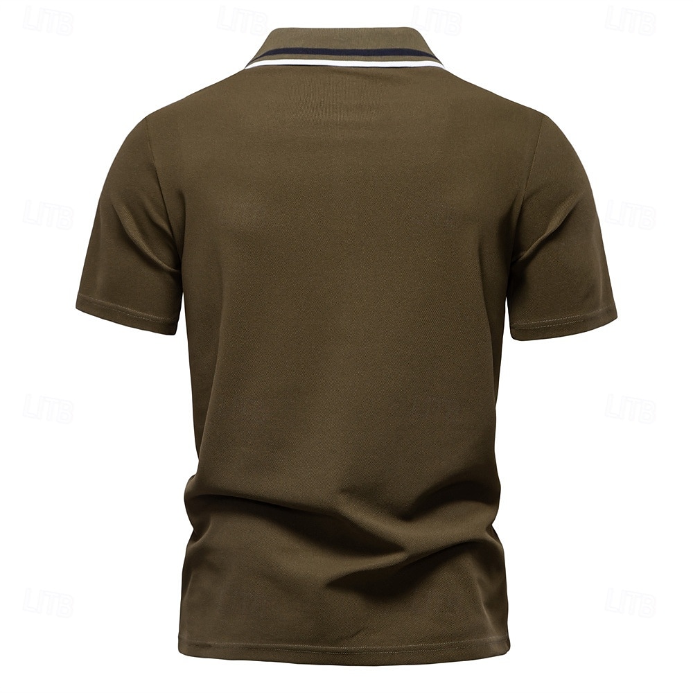 Herren Farbblock Polo Strick-Polopullover Kurzarm Umlegekragen Formell Arbeit Sport & Outdoor Stripe-Trim Streifen Rein Frühling Ganzjahres Weiß Dunkelrot Dunkelmarine 2025 - $22.99 –P11