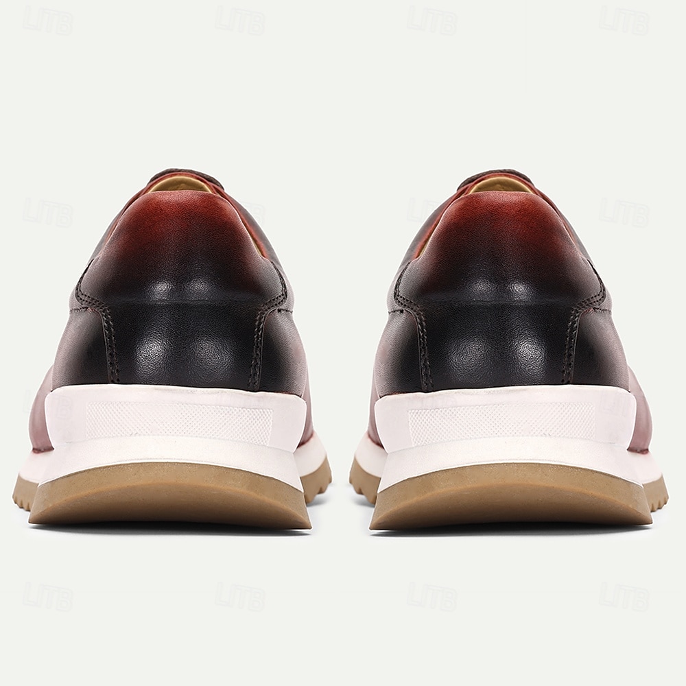 Premium röda lädersneakers för män med mjuk dämpning och slitstark yttersula - bekväm och snygg design, perfekt för vardagsbruk och helgutflykter 2025 - $109.99 –P4