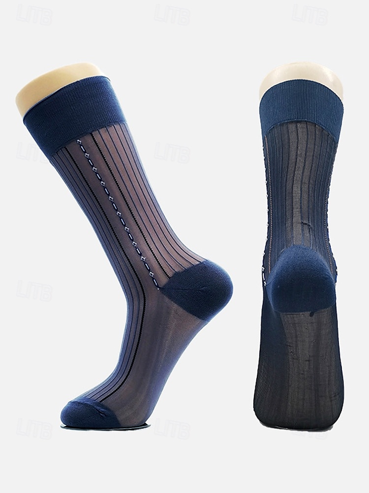 мужские прозрачные деловые носки, ретро-вертикальные полосы, дышащие тонкие нейлоновые носки до середины икры, подходят для офисных работников и официальных мероприятий 2026 - $11.99 –P2